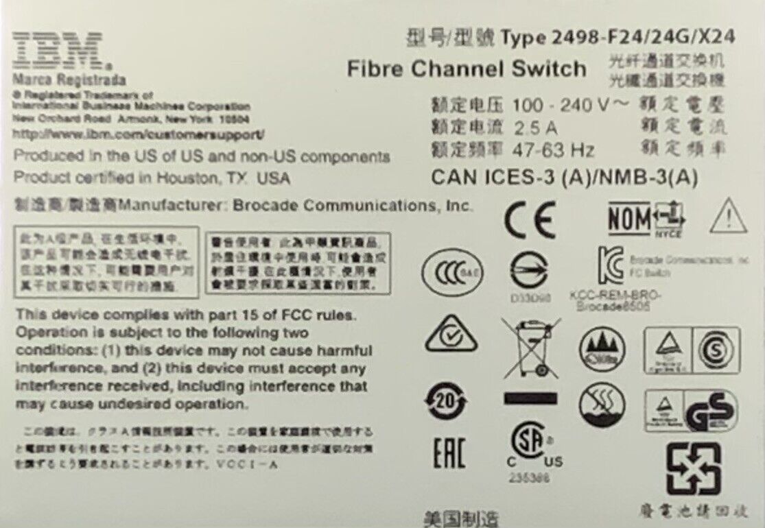 IBM SAN24B-5 24-Port SFP+ Switch 1xPSU (2498-X24)