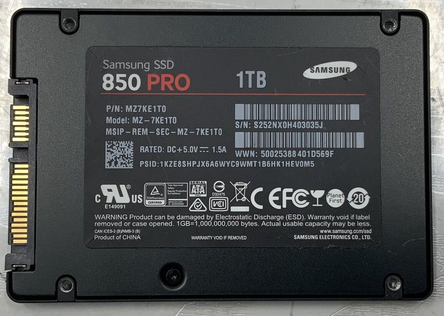 Samsung MZ-7KE1TO 850 PRO Series 1 TB 2.5'' SATA SSD