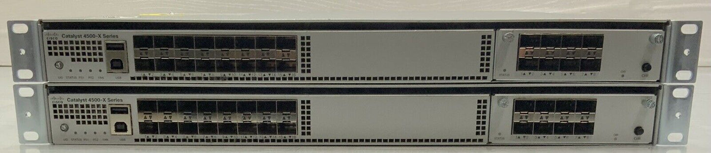 Lot of 2 Cisco WS-C4500X-16SFP+ 16-Port 10GE 4500 C4KX-NM-8SFP+