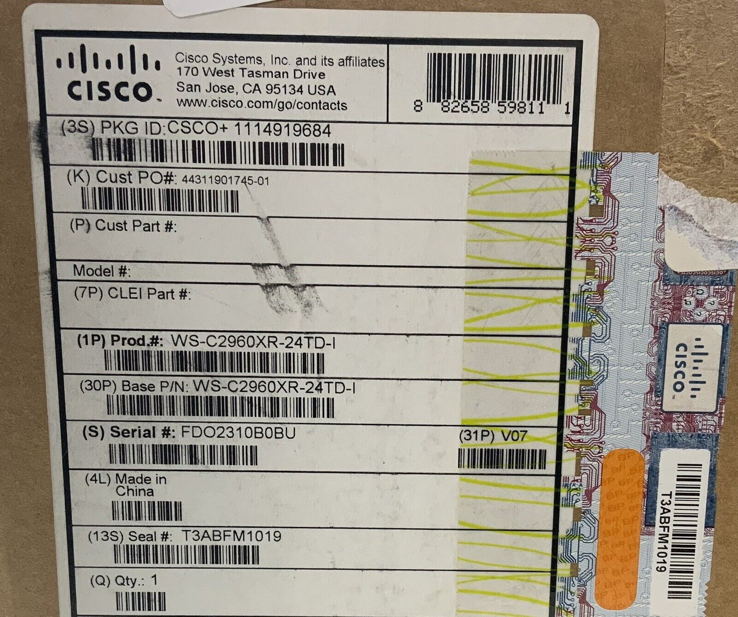 New Cisco Catalyst Switch GbE SFP+ WS-C2960XR-24TD-I
