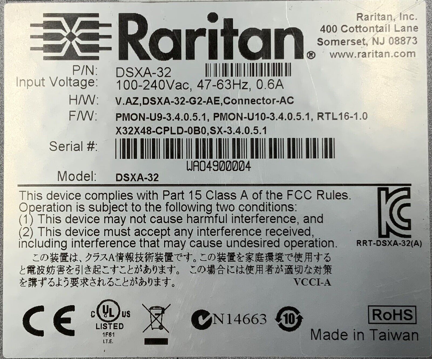 Raritan Dominion SX32 32-Port Network Switch Console Server DSXA-32