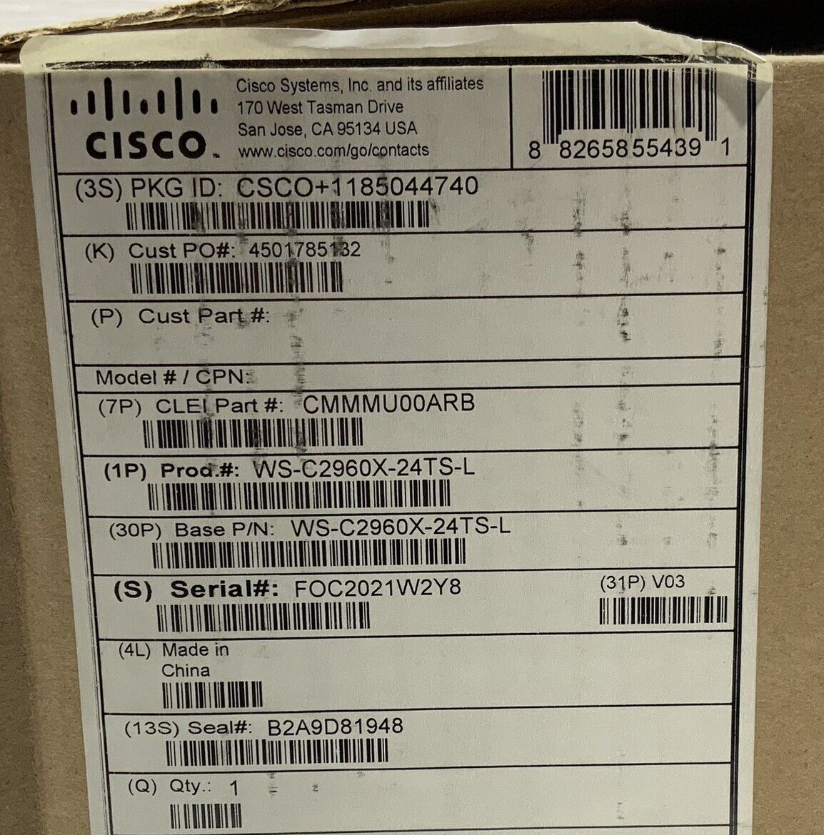 Cisco C2960-X 24-Port GbE 4x1G SFP (LAN Base) | WS-C2960X-24TS-L