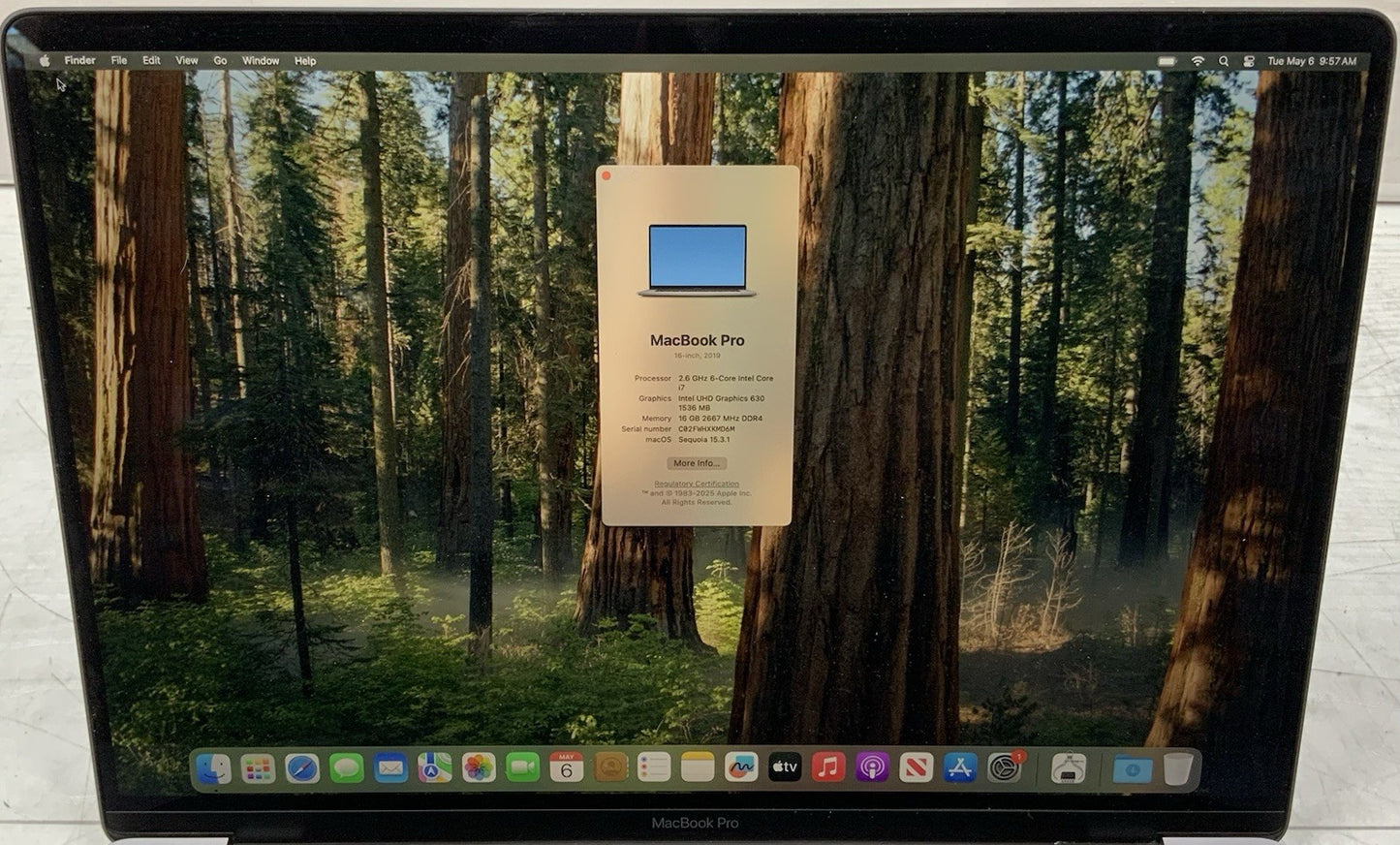 Apple MacBook Pro 16,1 Core i7-9750H 16" 2.6GHz 16GB DDR4 500GB SSD A2141 2019