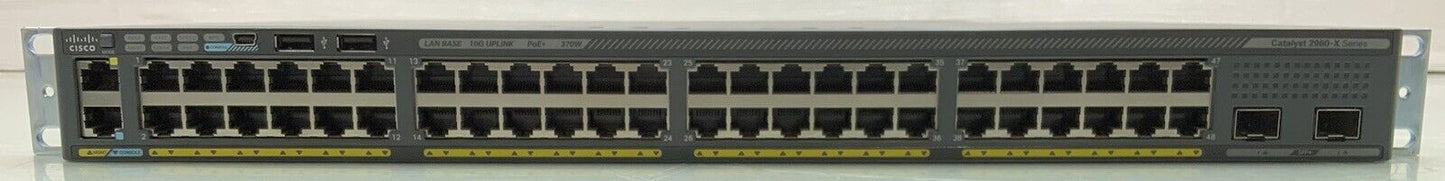 Cisco Catalyst WS-C2960X-48LPD-L 48-Port Switch w/2xSFP+