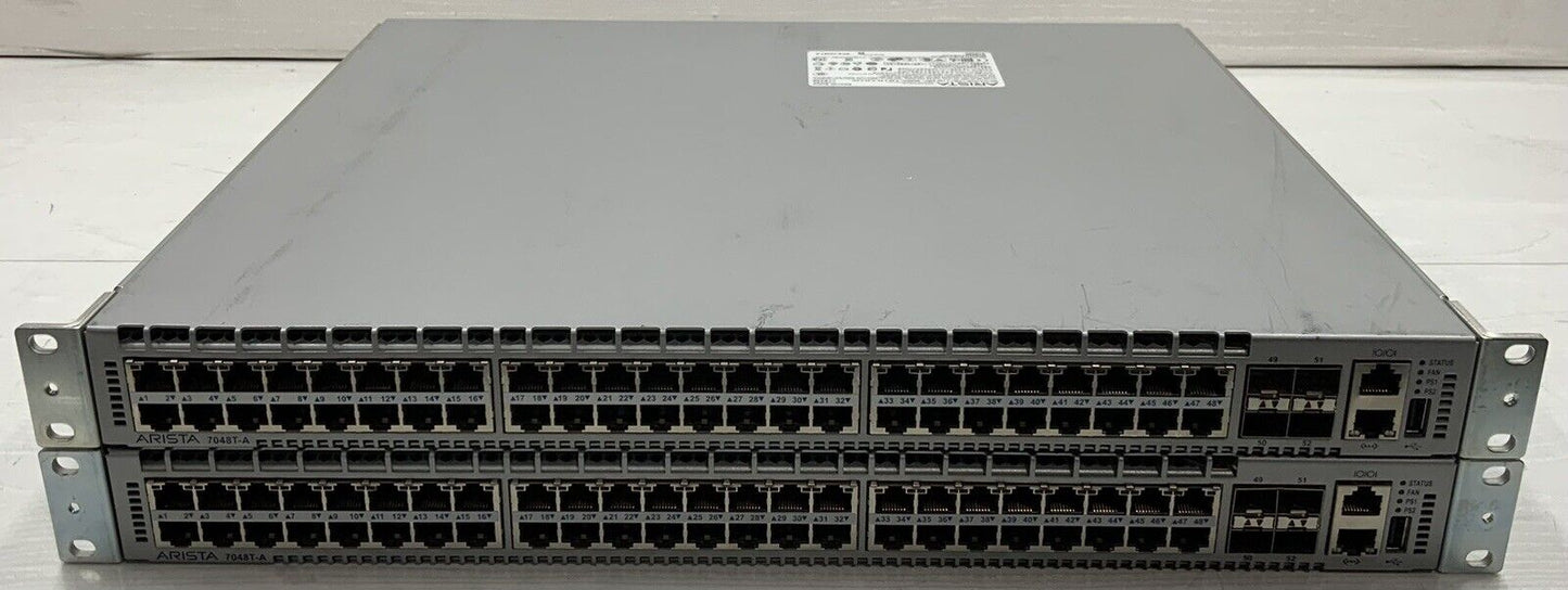 Lot of 2 Arista DCS-7048T-A-R 48-port switch 100/1000 RJ45 4x SFP+