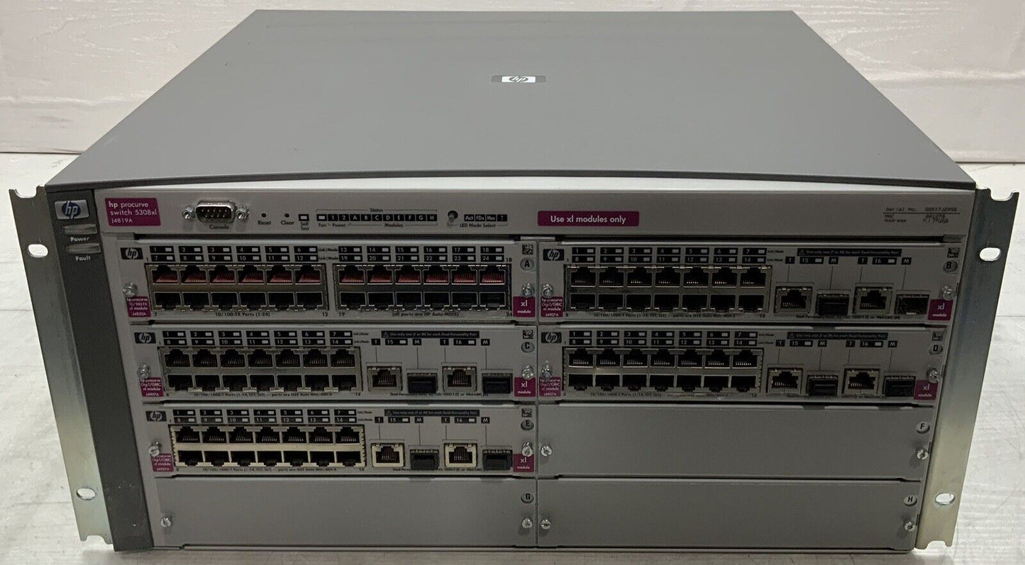 HP ProCurve 5308xl (J4819A) Switch w/ 4x J4907A, J4820A