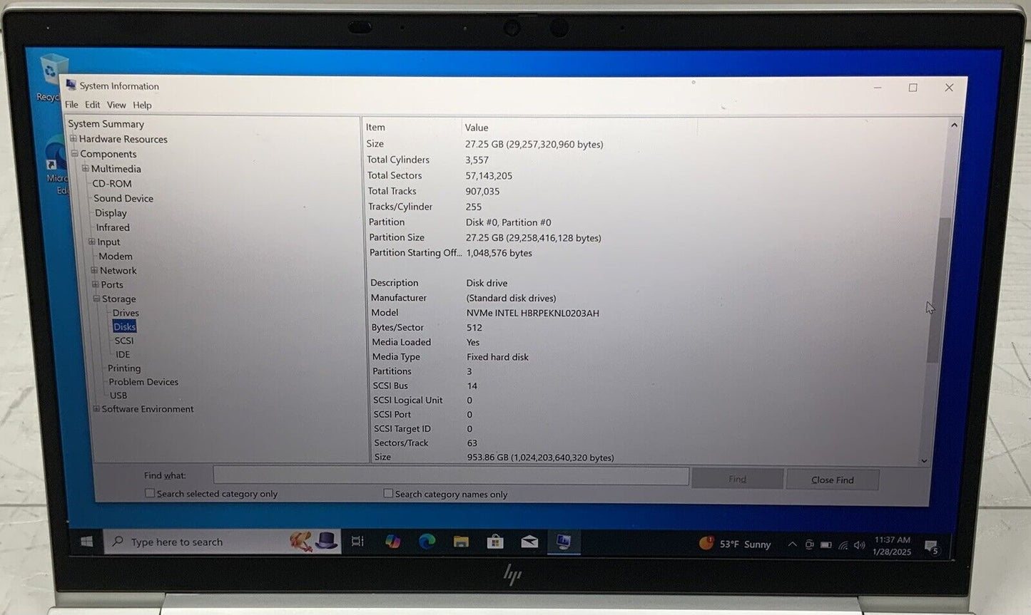 HP EliteBook 840 G7 14" Intel i7-10610U 1.8GHz 16GB Ram 1TB SSD+30GB SSD W10P