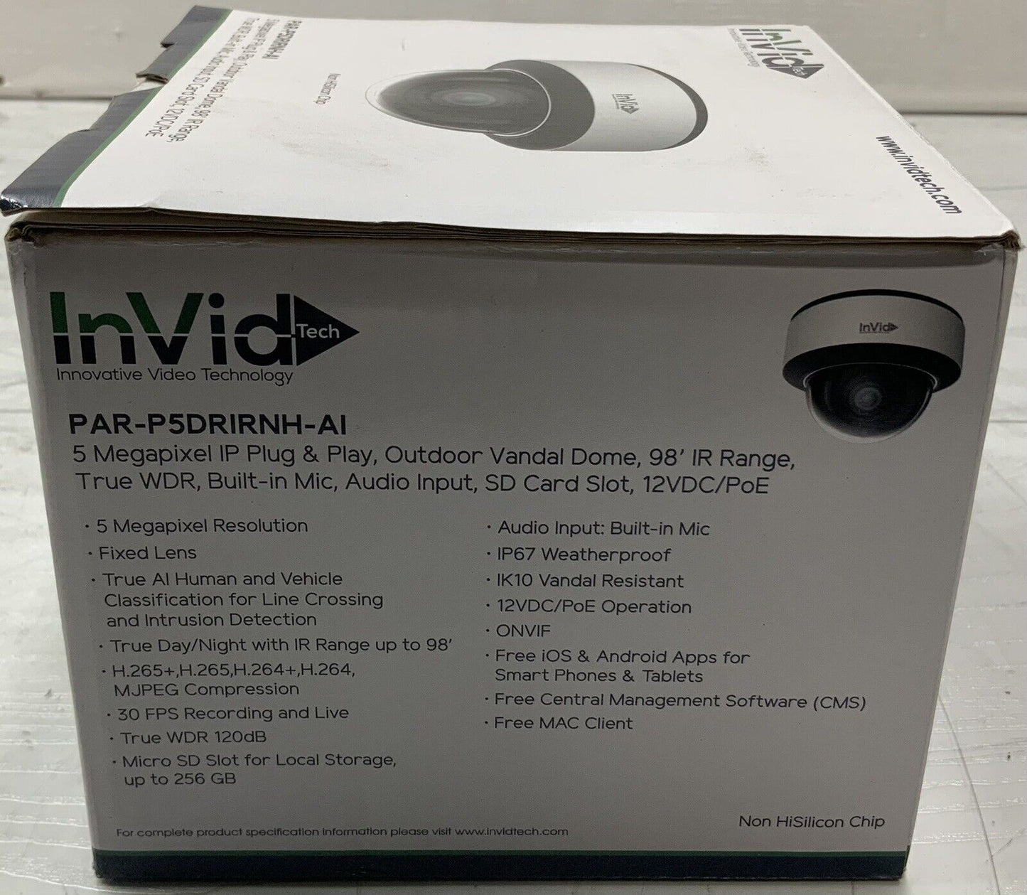 INVID TECH PAR-P5DRIR28NH IP Camera, Built-In Mic, Plug & Play
