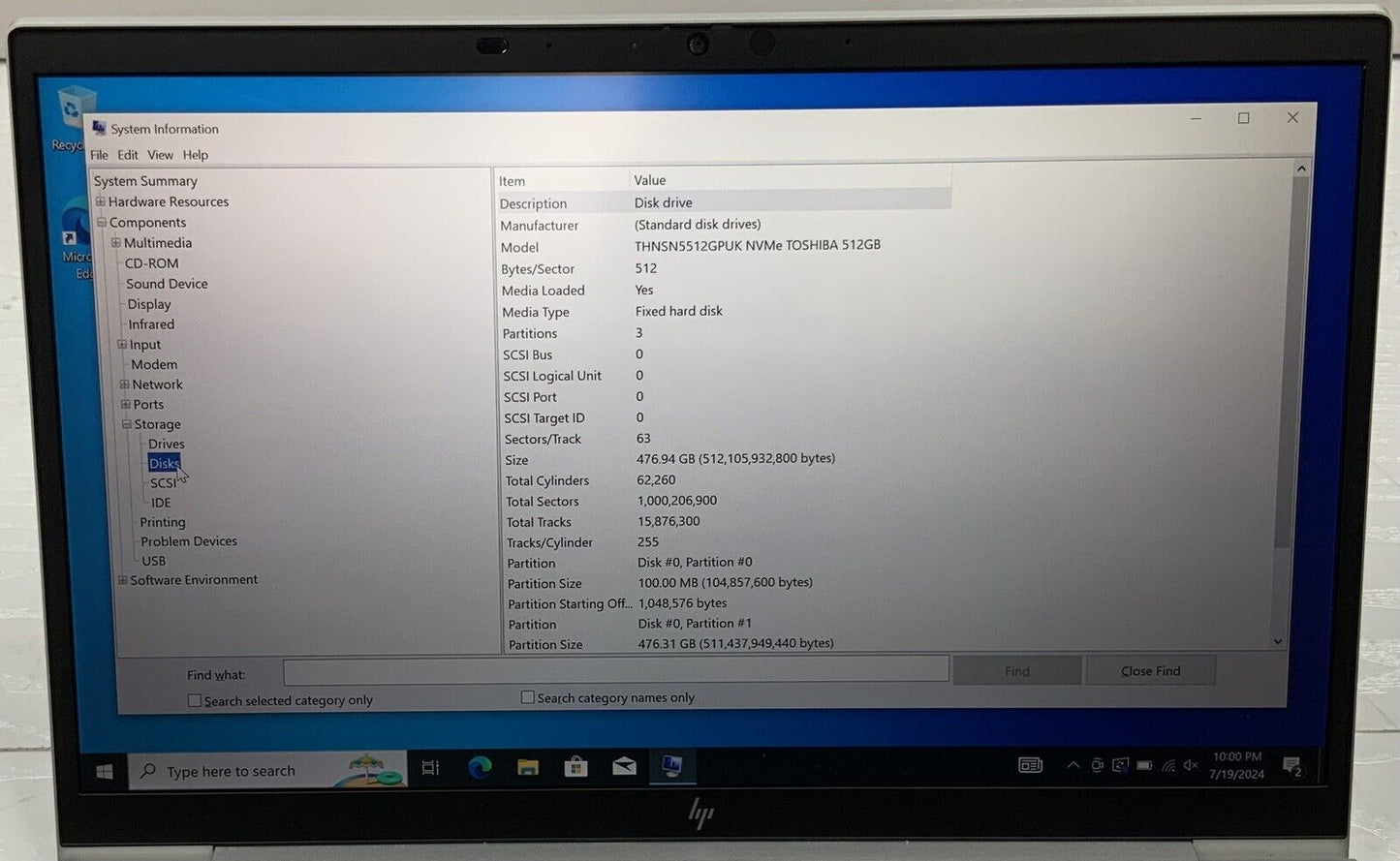 HP EliteBook 840 G7 Laptop 14" 512GB NVMe Intel Core i5-10310U 1.70GHz 32GB RAM