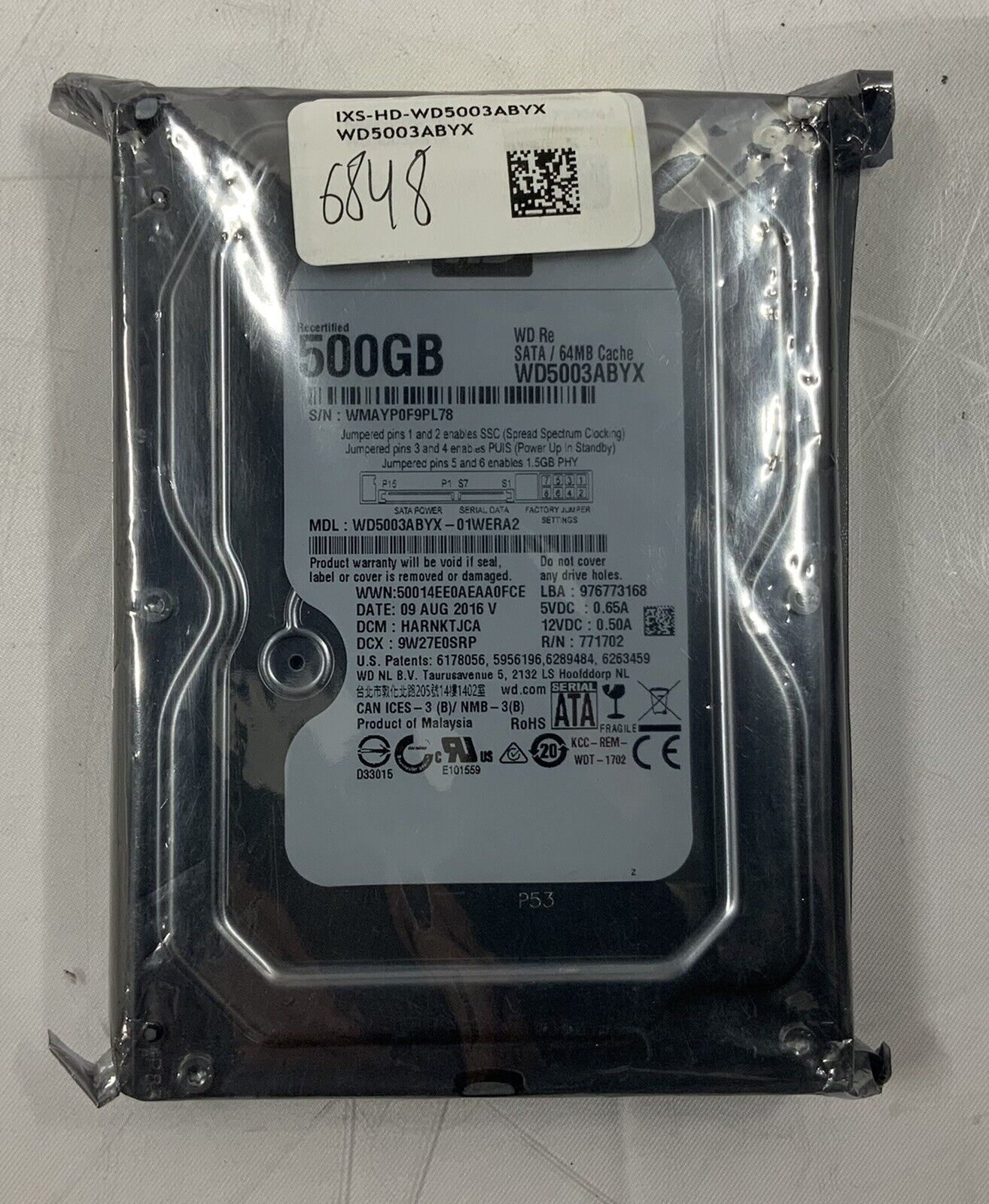 WD WD5003ABYX 500GB Enterprise SATA 3.5 inch HDD Hard Drive