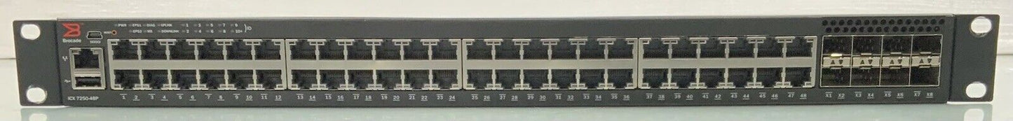 Lot of 10 Brocade ICX7250-48P-2X10G 48-Port PoE+ Switch