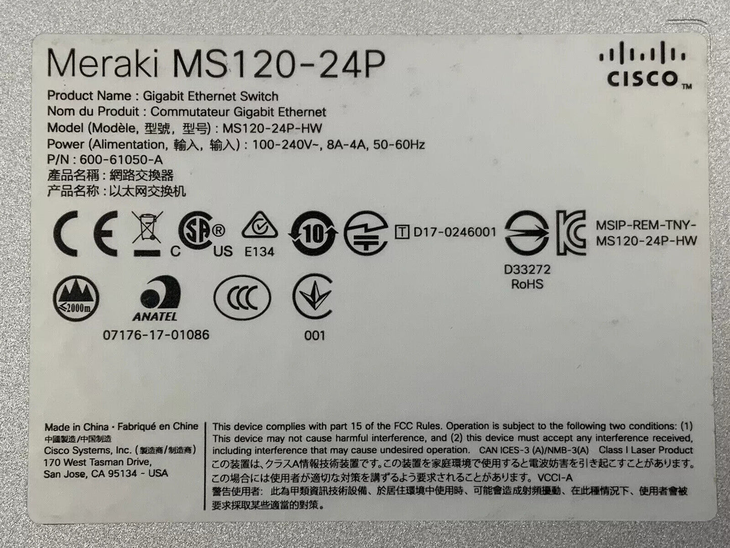 Cisco Meraki MS120-24P-HW - MS120 Series Access Switch -Unclaimed-