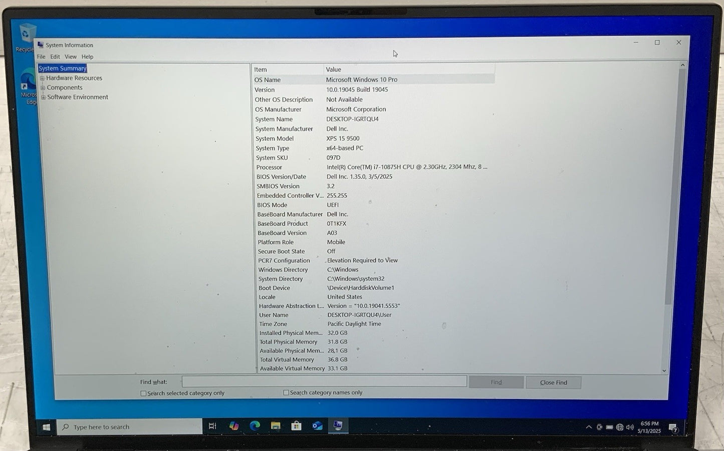 DELL XPS 15 9500 15.6" i7-10875h 2.30GHz 32GB RAM 512GB SSD Nvidia GTX 1650 Ti