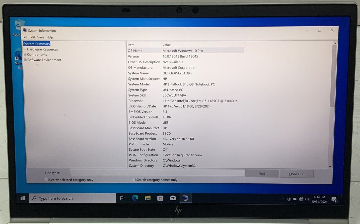 HP EliteBook 840 G8 i7-1185G7 16GB RAM 512GB SSD 14" FHD Windows 10 Pro