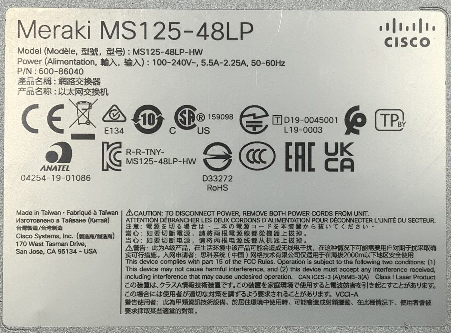 Cisco Meraki MS125-48LP POE SWITCH | UNCLAIMED | TESTED