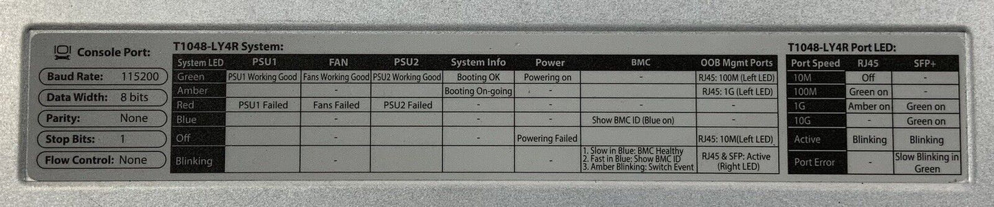 QTC Quantamesh T1048-LY4R 1GBASE-T 1U Rack Management Switch W/ Rack Ears