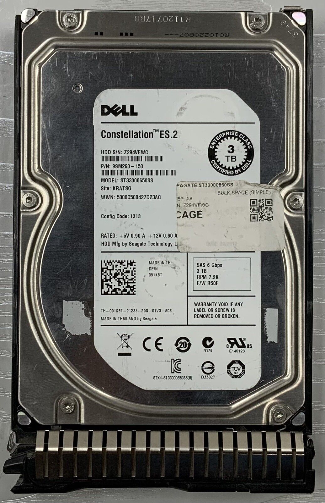 Lot of 3 Seagate ST33000650SS 3TB 7200 RPM SAS 6.0Gb/s 3.5" Hard Drive