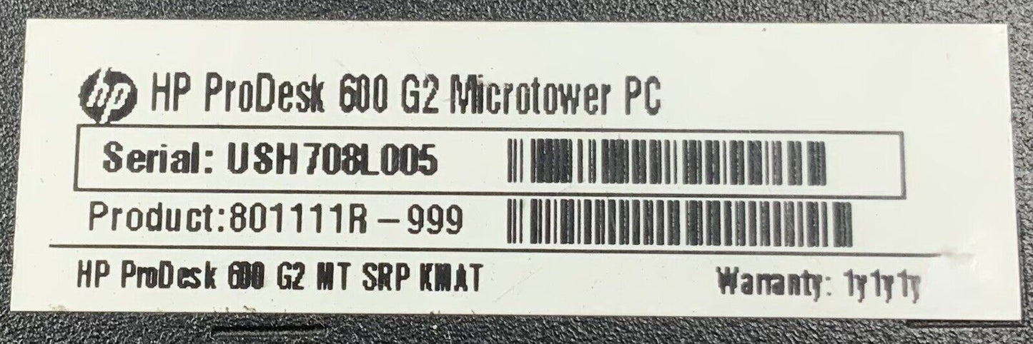 HP ProDesk 600 G2 Core i7-6700 16GB RAM 500GB HDD Windows 10 Pro