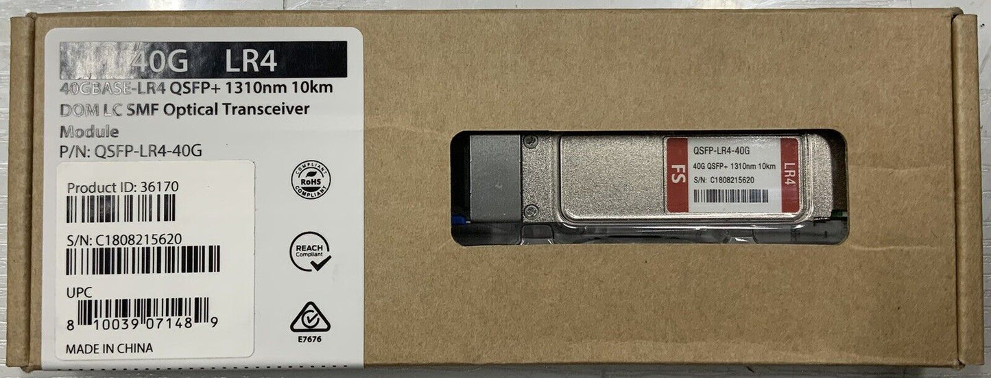 Lot of 4 - New FS QSFP-LR4-40G 40G QSPF+ 1310nm 10km Optical Transceiver Modules