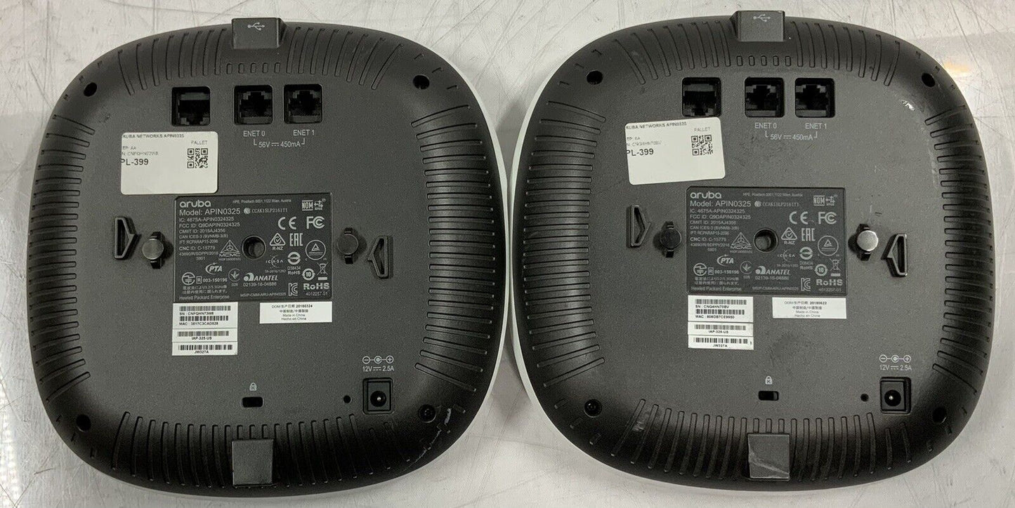 Lot of 2 Aruba AP-325 APIN0325 Wireless Access Point