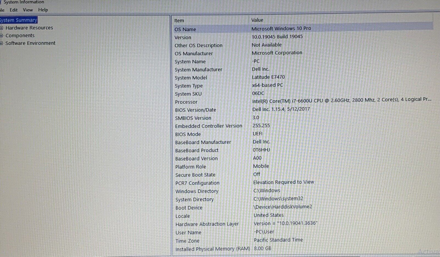 Dell Latitude E7470 14" Intel i7-6600U 2.60GHz 8GB 256GB SSD Windows 10 Pro