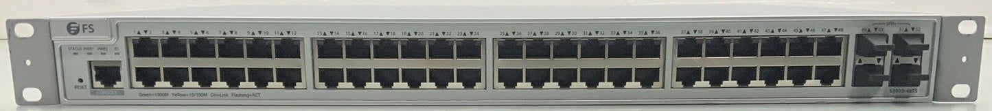 FS S3910-48TS 48-Port L2+ Switch 48 x Gigabit RJ45 4 X 10GB SFP+
