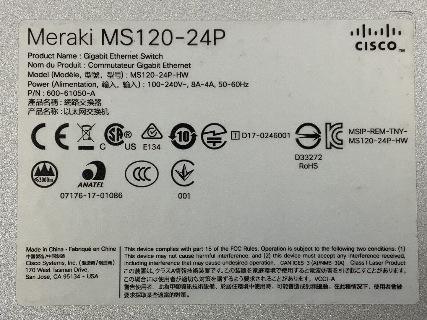 Cisco Meraki MS120-24P-HW - MS120 Series Access Switch -Unclaimed-