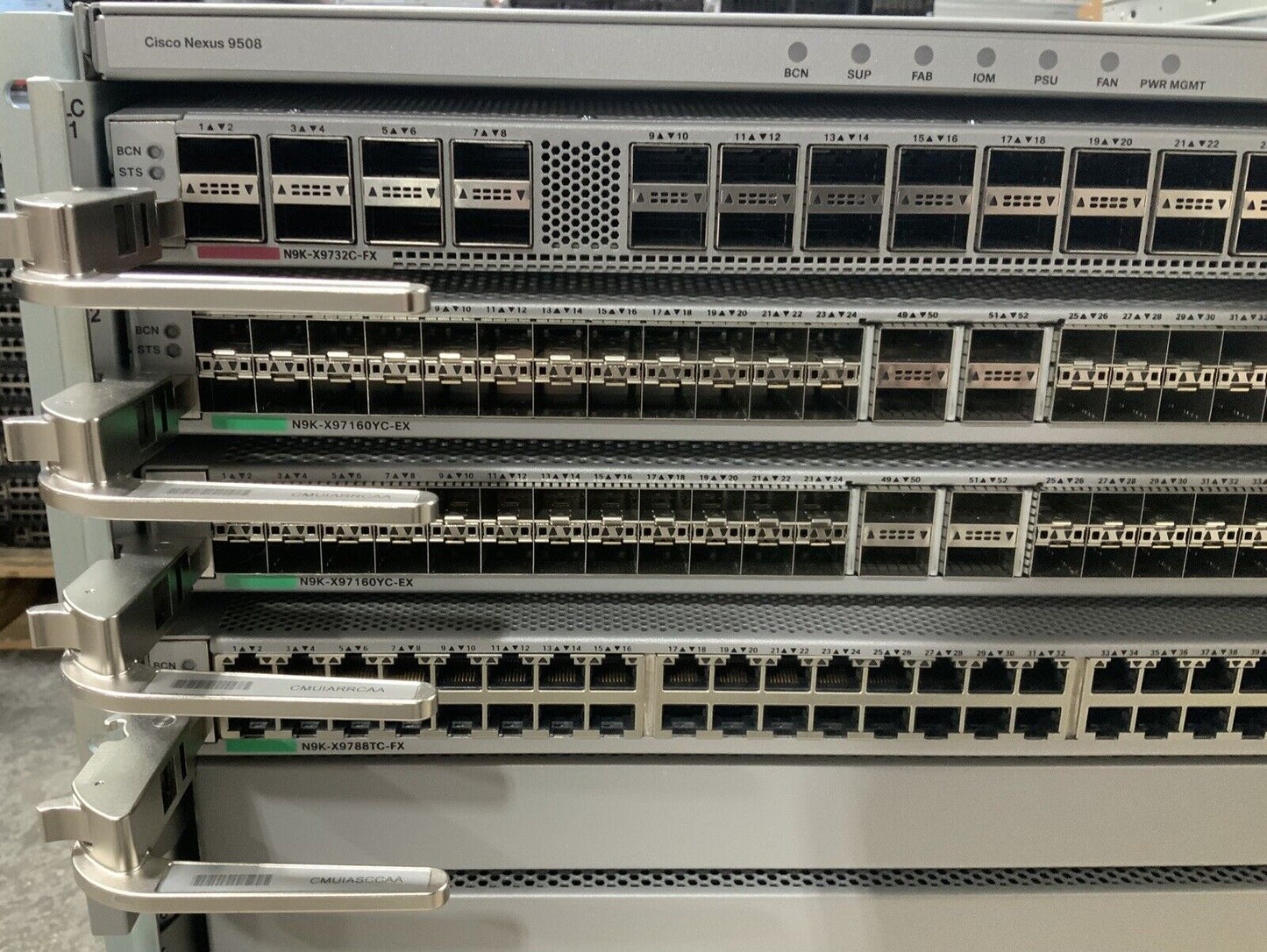 Cisco N9K-C9508 Nexus 9508 Chassis x6 PSU w/ 4 Cards
