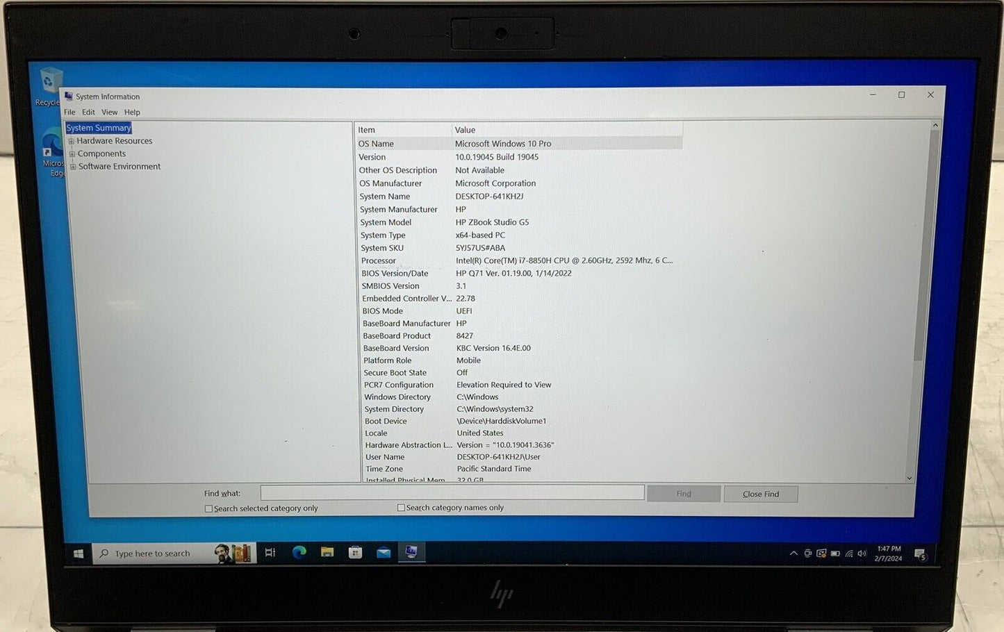 HP ZBook Studio G5 i7-8850H 32GB RAM 512GB SSD 15.6" Nvidia Quadro P1000 W10Pro