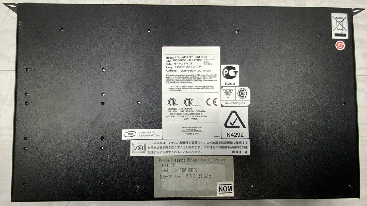 MRV LX-4048T-001AC 48 Ports Console Terminal Server