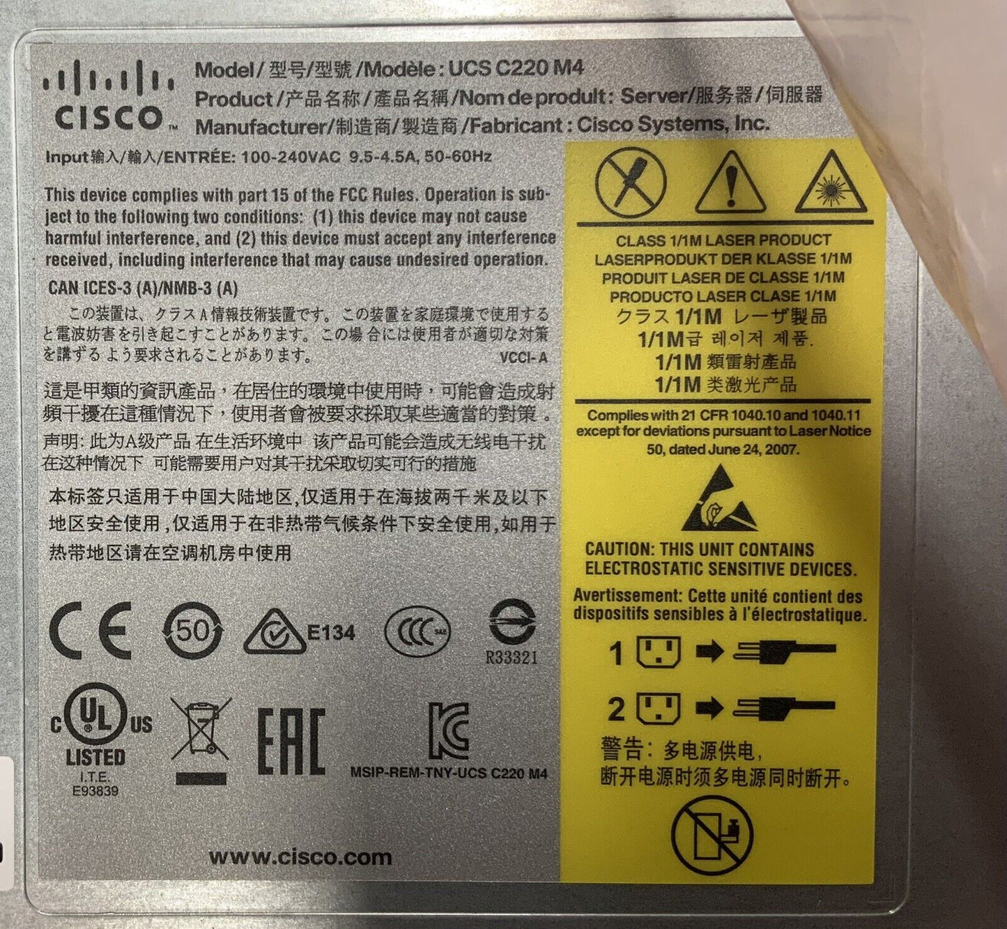 Cisco UCS C220 M4S Server Intel XEON E5-2630v3 2.4GHz