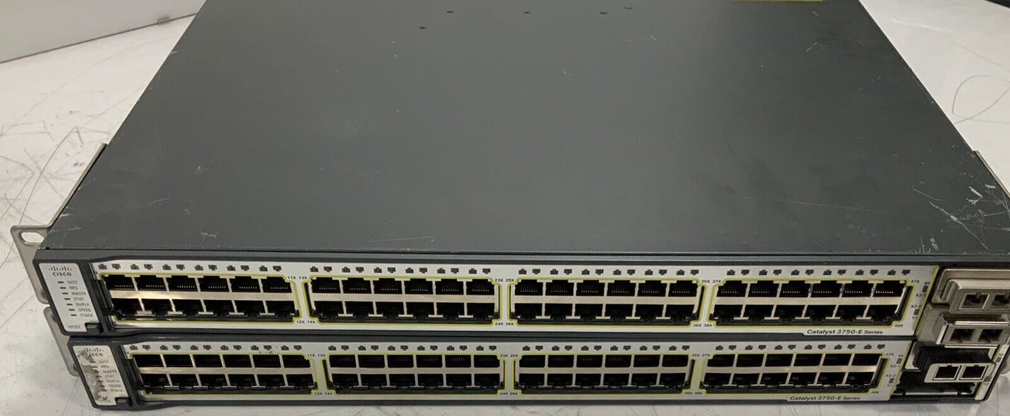 Lot of 2 Cisco Catalyst 3750-E Series WS-C3750E-48TD C3K-PWR-265WAC