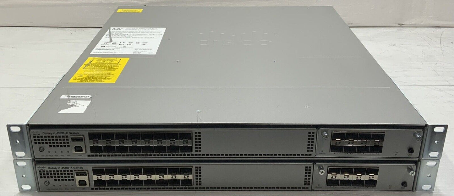 Lot of 2 Cisco WS-C4500X-16SFP+ 16-Port 10GE 4500 C4KX-NM-8SFP+
