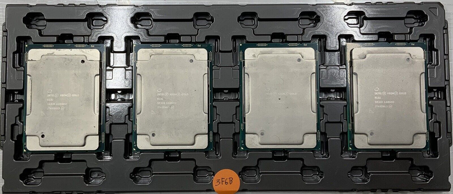 Lot of 4 Intel SR3J3 Xeon Gold 6132 2.6Ghz 14-Core 19.25MB L3 Cache LGA3647