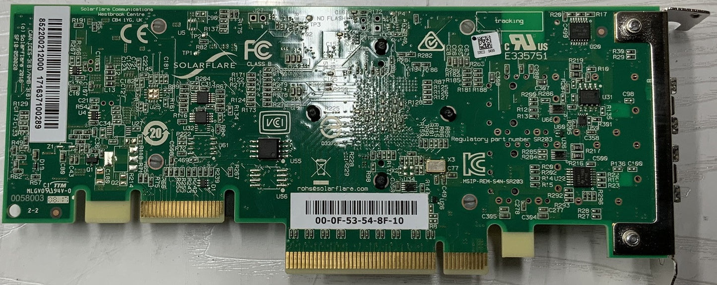 Lot of 12 Solarflare SR203 Dual-Port SFP PCIe Server Adapter P/N: SF10-050020