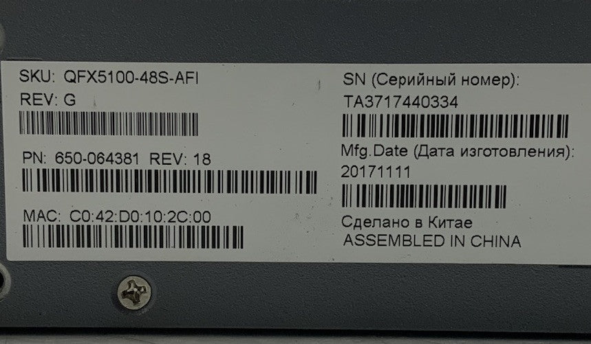 Juniper 54-Port Gigabit Ethernet QSFP SFP+ Switch 2xPSU | QFX5100-48S-AFI