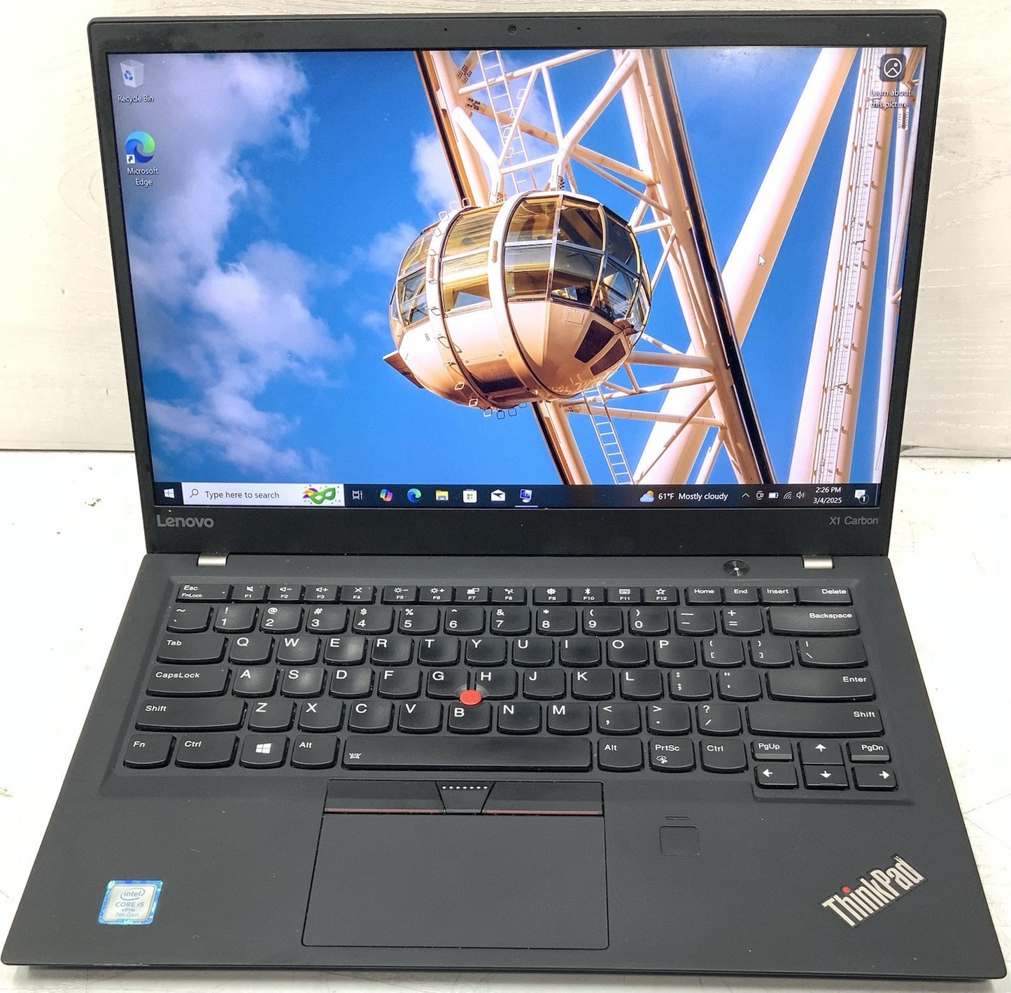 Lenovo 14” ThinkPad x1 Carbon 5th Gen i5-7300U 2.6 GHz 8GB RAM 512GB SSD Win 10P