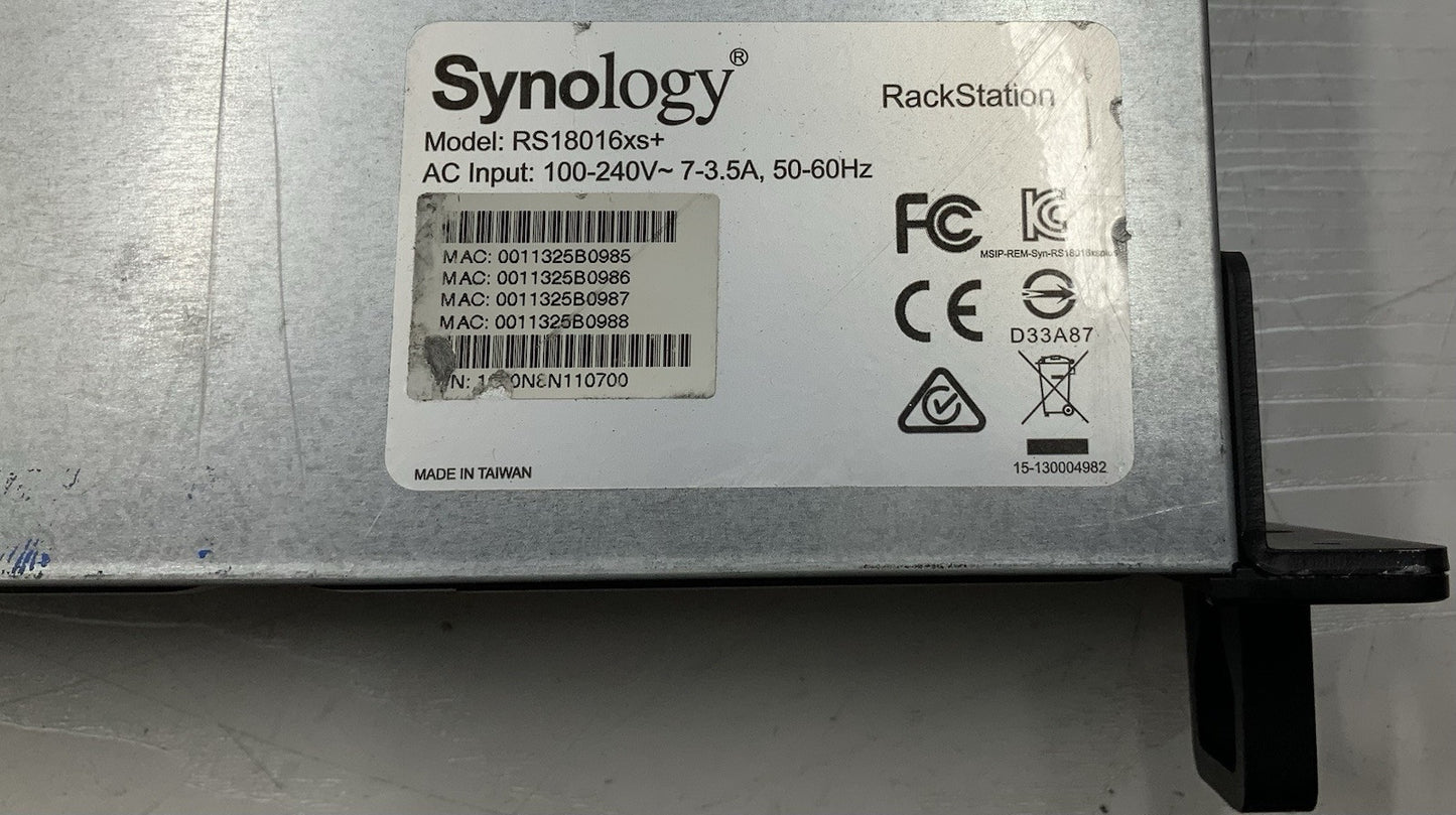 Synology RackStation RS18016xs+ 12-Bay 3.5" Rackmount Storage Array No HDD