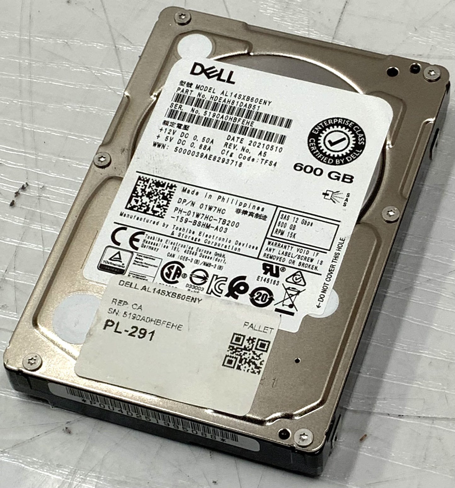 Dell Toshiba Enterprise 2.5" 600GB 15K RPM 12Gbps SAS HDD | AL14SXB60ENY