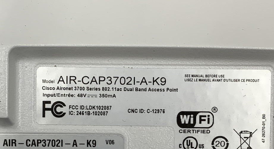 Cisco Aironet 3700 Dual-Band 802.11ac Wireless Access Point | AIR-CAP3702I-A-K9