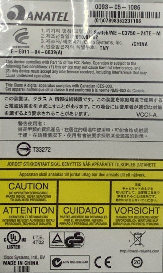 Cisco Catalyst Metro 24-Port RJ45 SFP IP Base Ethernet Switch | ME-C3750-24TE-M