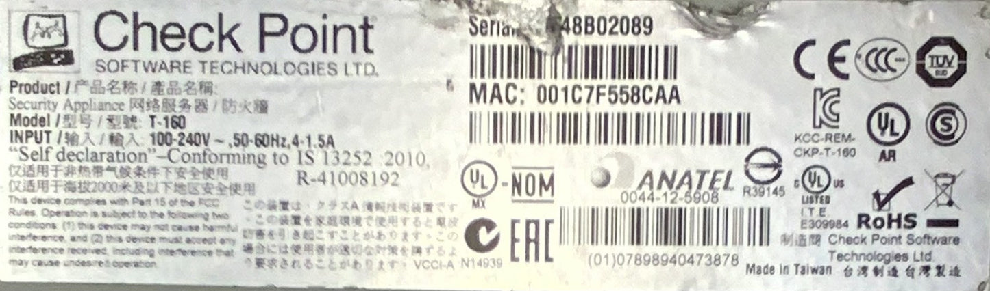 Check Point 4600 Series Security Appliance Gigabit Ethernet | T160