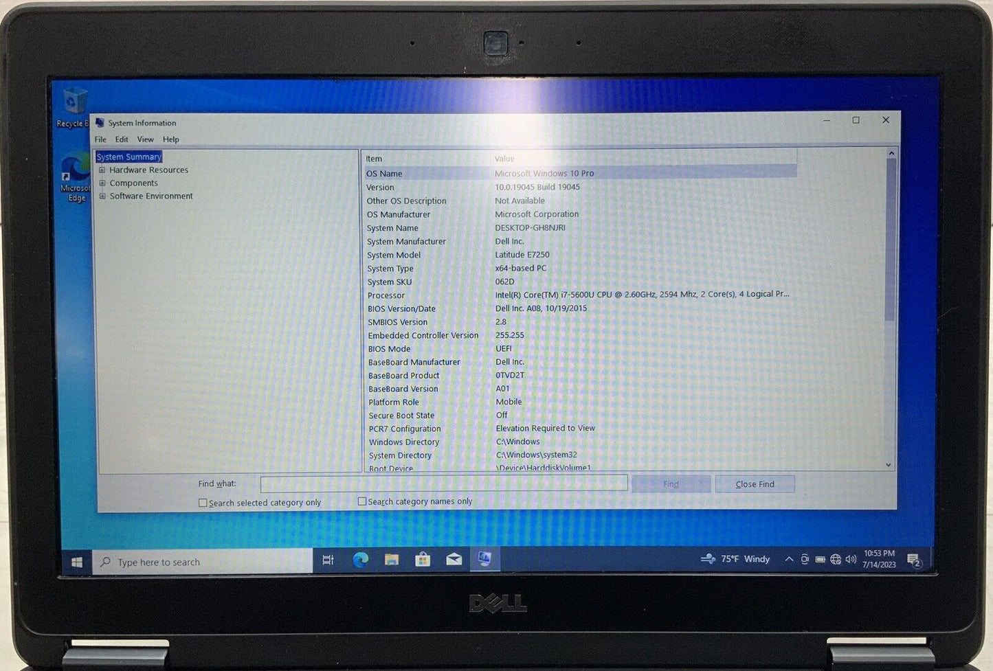 Dell Latitude E7250 Core i7-5600U 2.6GHz 8GB Ram 256GB SSD