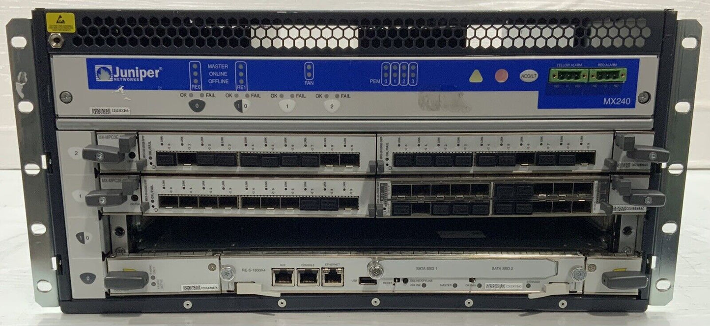 Juniper MX240 - (1)SCB-MX - (1)RE-S-1800X4 - (2)MX-MPC3E-3D - No Image/OS