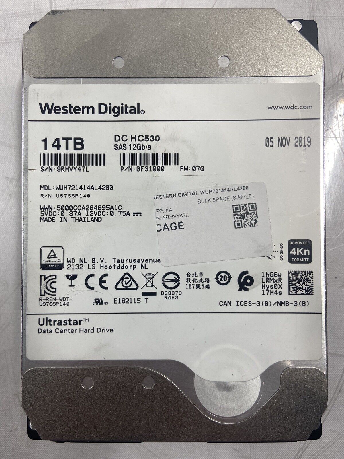 WUH721414AL4200 WD HC530 14TB 7200RPM SAS 12Gbps 512MB (5K - 15K HOURS)