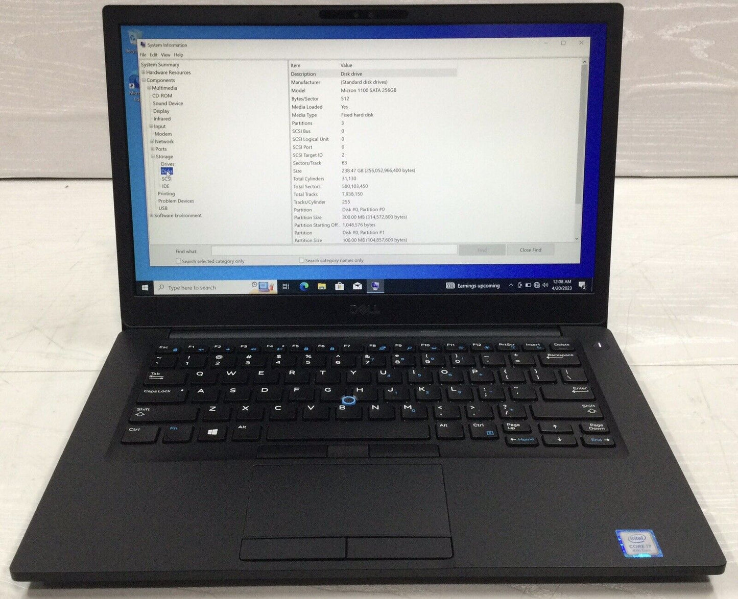 Dell Latitude 7490 14" Intel Core i7-8650U @ 1.9GHz 16GB RAM 256GB SSD W10Pro