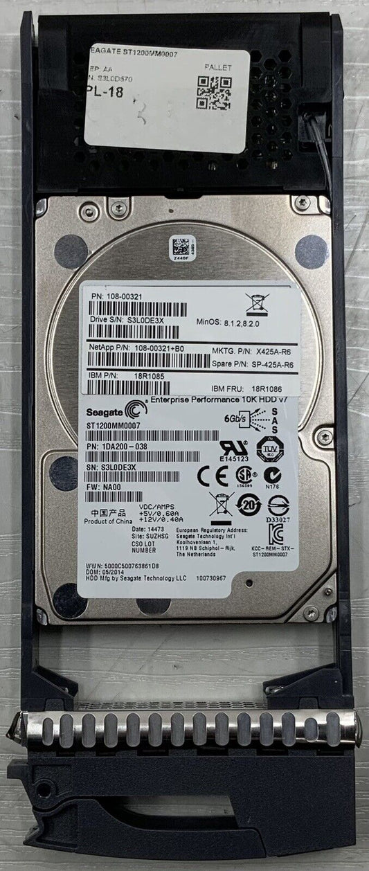 Lot of 10 Seagate 1.2TB 10K 6Gbp/s SAS 2.5" HDD ST1200MM0007 1DA200 W/ Caddies