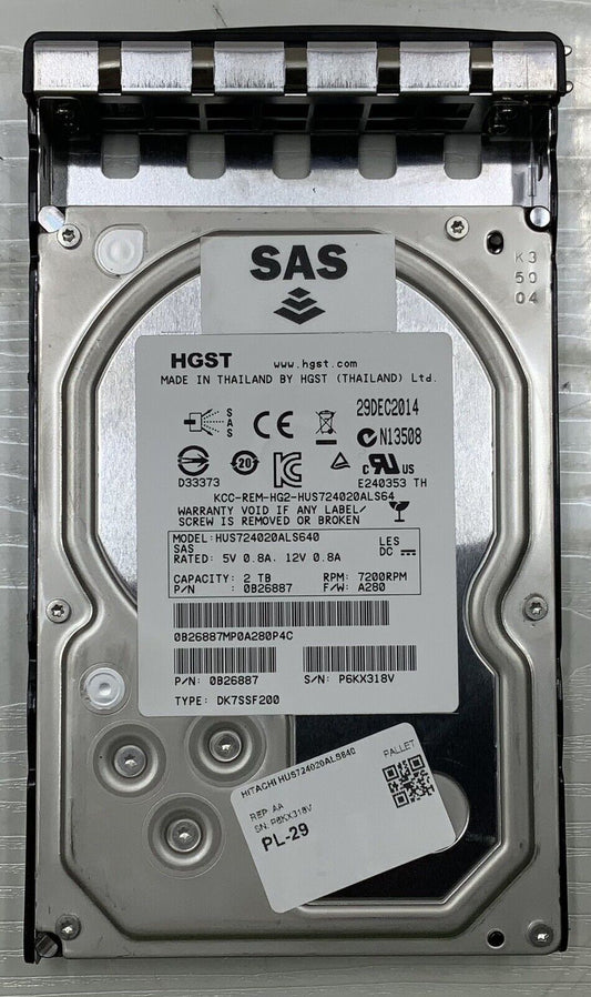 HGST 0B26887 2TB 3.5" 7.2K SAS HUS724020ALS640 HDD Hard Drive