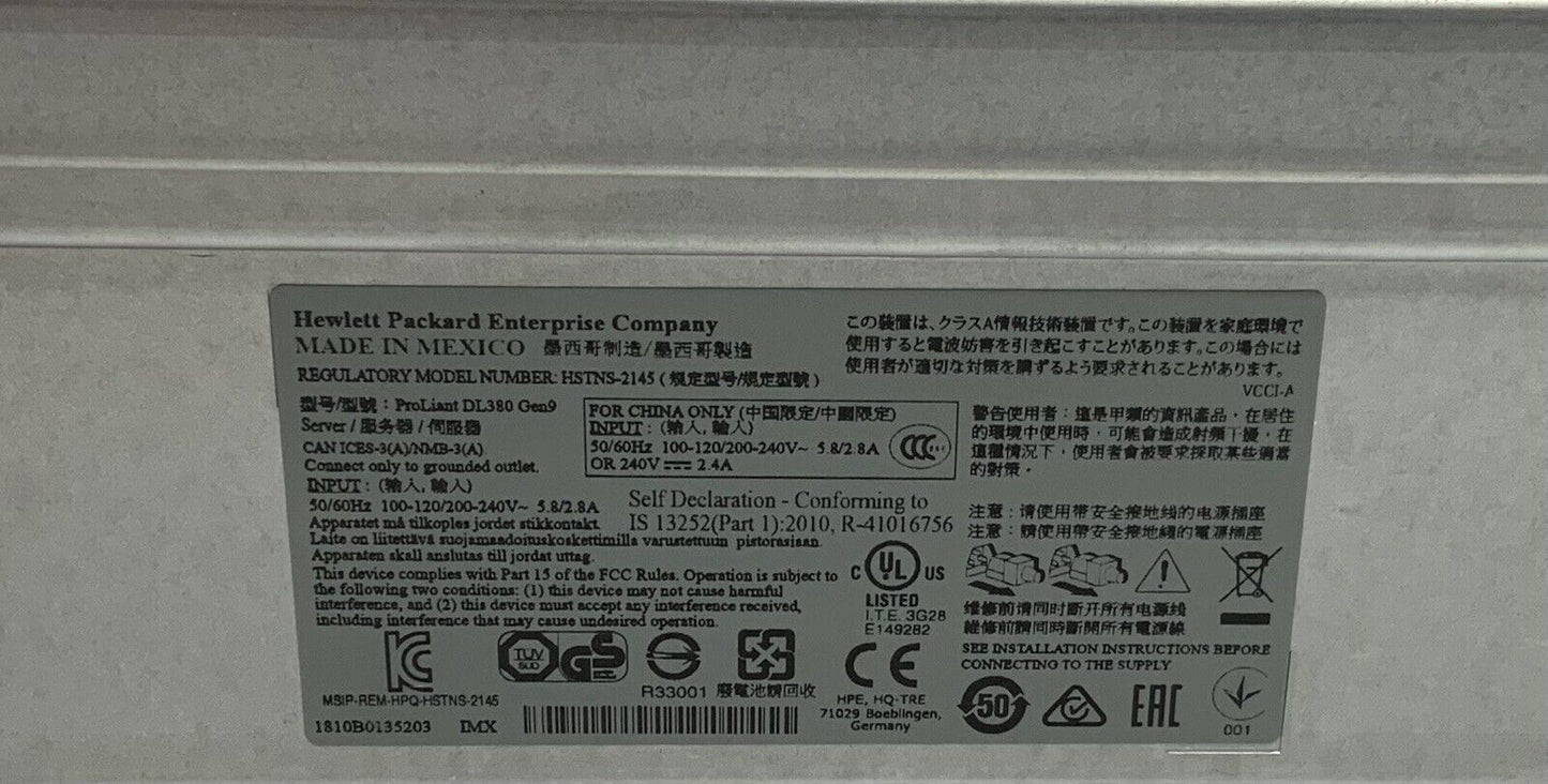 HP ProLiant DL380 Gen 9 Server Xeon E5-2623 v3 3.0GHz 64GB 6x 600GB