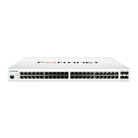 Fortinet FortiSwitch FS-148E Ethernet Switch - 48 Ports - Manageable - 2 Layer Supported - Modular - 4 SFP Slots - 19. 80 W Power Consumption - Optical Fiber Twisted Pair - 1U High - Rack-mountable Networking FS-148E product image